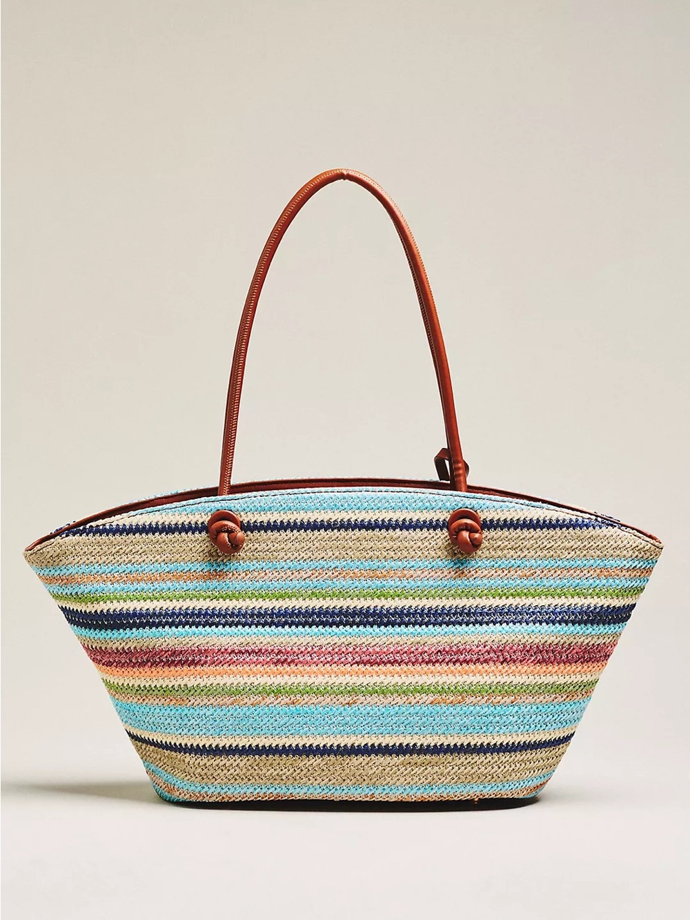 NWT Anthropologie Aota Jessica Raffia Tote Bag Blue - Picture 2 of 6
